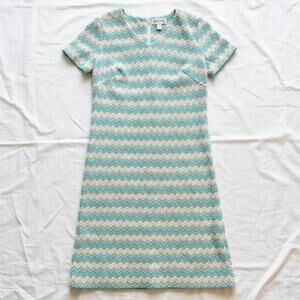 Walden Classics Vintage Blue Crochet Knit Midi Dress Womens Small